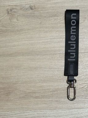 lululemon athletica Black Logo Key Strap with Metal Clip